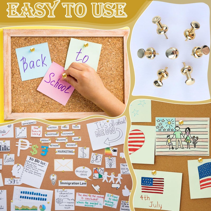 ANIKJOY 220 Count Gold Push Pins, Standard Plastic Head Steel Point Gold Thumb Tacks Decorative Push Pins for Cork Board Wall Hanging - Image 5